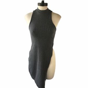 Express Asymmetrical Ribbed‎ Mock Neck Tunic